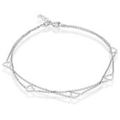 Bella Silver Sterling Silver Double Strand Open Hearts Anklet