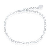 Bella Silver Sterling Silver Anklet W/Hanging Heart