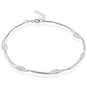 Bella Silver Sterling Silver Double Strand with Leaves Anklet