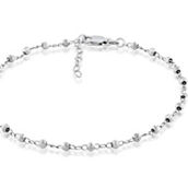 Bella Silver Sterling Silver Diamond-Cut Beads Anklet