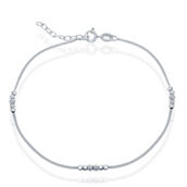 Bella Silver Sterling Silver Shiny and Diamond Cut Beads Anklet