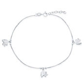 Bella Silver Sterling Silver Beads with Elephant Charms Anklet Bracelet