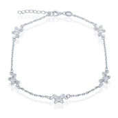 Bella Silver Sterling Silver Butterfly Anklet