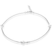 Bella Silver Sterling Silver Three Small Crosses Anklet