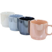 Mr. Coffee Cafe Celestial 4 Piece 14.8 Ounce Stoneware Pearlized Mug Set in Asso