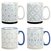 Mr. Coffee Parkmill 17oz 4 Piece Stoneware Coffee Mug Set in Assorted Designs