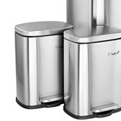 Elama 3 Piece 50 Liter and 5 Liter Stainless Steel Step Trash Bin Combo Set with