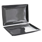 Gibson Home Urban Cafe 2 Piece 12 Inch Rectangle Stoneware Platter Set in Grey