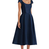 Womens Satin Midi Cocktail and Party Dress