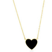 Bellissima 14K Yellow Gold, Onyx Heart Necklace