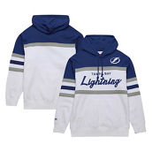 Mitchell & Ness Men's White/Blue Tampa Bay Lightning Head Coach Pullover Hoodie