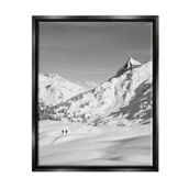 Stupell Black Framed Floater Canvas Art Hikers Trekking Winter Mountain, 17 x 21