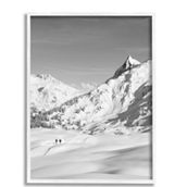 Stupell White Framed Giclee Art Hikers Trekking Winter Mountain, 11 x 14