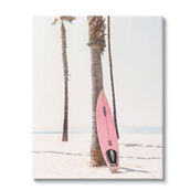 Stupell Canvas Wall Art Pink Surfboard on Coast, 16 x 20