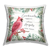 Stupell Throw Pillow Cardinals Appear When Angels Near Phrase, 18 x 7 x 18