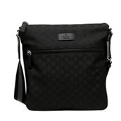 Gucci Unisex GG Guccissima Web Black Canvas Messenger Bag Crossbody (New)