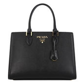 Prada Saffiano Lux Black Leather Large Crossbody Satchel Bag (New)