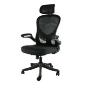 Elama High Back Adjustable Mesh and Fabric Office Chair in Black and Gray with A