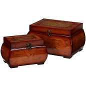 Nearly Natural Decorative Lacquered Wood Chests (Set of 2)