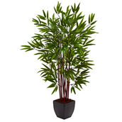 Nearly Natural 4-ft Bamboo Silk Tree with Planter