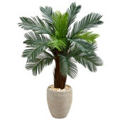 Nearly Natural 4.5-ft Cycas Artificial Tree in Oval Planter UV Resistant (Indoor/O