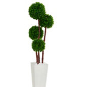 Nearly Natural 4-ft Boxwood Artificial Topiary Tree in Planter UV Resistant (Indoo