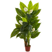 Nearly Natural 4.5-ft Spathiphyllum Plant (Real Touch)