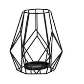 Nearly Natural 11-in Geometric Black Metal Wire Votive Tea Lantern Candle Holder
