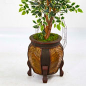 Nearly Natural 59-in Variegated Ficus Artificial Tree in Decorative Planter