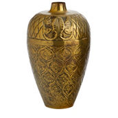 Nearly Natural 15-in Gold Antique Urn