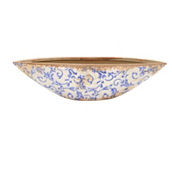 Nearly Natural 13-in Tuscan Ceramic Blue Scroll Decorative Bowl