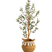 Nearly Natural 3.5-ft Artificial Olive Tree with Handmade Jute & Cotton Basket wit