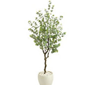 Nearly Natural 63-in Eucalyptus Artificial Tree in White Planter