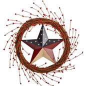 Nearly Natural 20-in Americana Patriotic Star Wreath Red White and Blue
