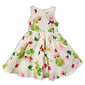 Joe-Ella Satin Floral Print Dress with Full Sweep