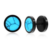 Metallo Stainless Steel Round Stud Earrings - Simulated Turquoise