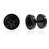 Metallo Stainless Steel Round Stud Earrings - Black Marble
