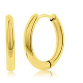 Metallo Stainless Steel 11.5mm Polished Hoop Earrings - Gold Plated