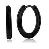 Metallo Stainless Steel 11.5mm Polished Hoop Earrings - Black Plated