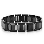 Metallo Polished Puzzle Magnetic Link Tungsten Bracelet - Black Plated
