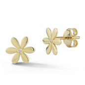 Luminosa Gold 14K Gold and Diamond Accent Flower Stud Earrings