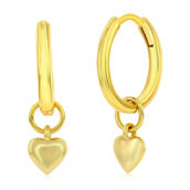 Bella Silver Sterling Silver Heart Charm Huggie Hoop Earrings - Gold Plated