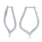 Brilliance Sterling Silver Ultra-Thin 30mm Hoop CZ Earrings - Marquise