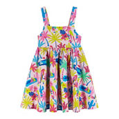 Pink Tropical Print Dress w/Back Cutout