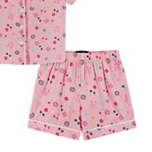 Pink Floral Print Short Sleeve PJs Set