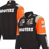 JH Design Men's Black Chase Elliott Hooters Twill Driver Uniform Full-Snap Jacket