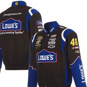 JH Design Men's Black Jimmie Johnson Lowe's Twill Driver Uniform Full-Snap Jacket
