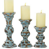 Morgan Hill Home Traditional Light Brown Wood Candle Holder Set