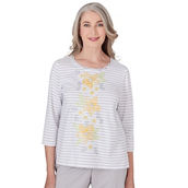 Alfred Dunner Women's Charleston Women's Striped Embroidered Top