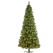 Nearly Natural 9-ft Wisconsin Slim Snow Tip Pine Artificial Christmas Tree with 80